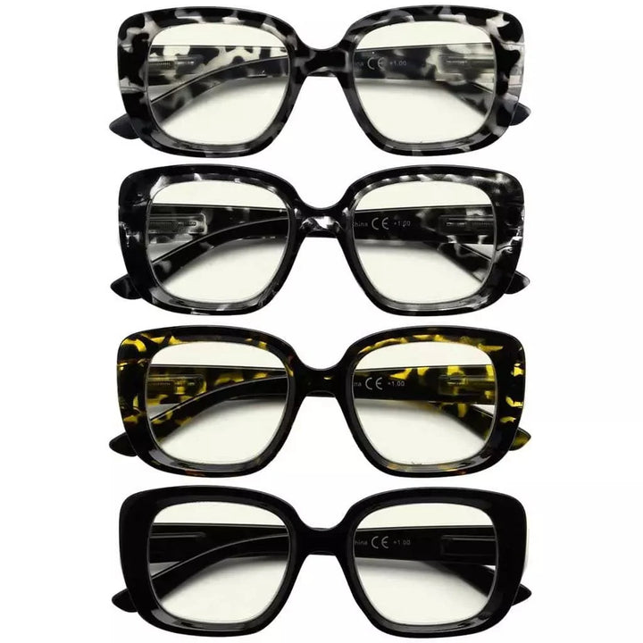 4 Pack Chic Thicker Frame Blue Light Filter Readers UVR2035
