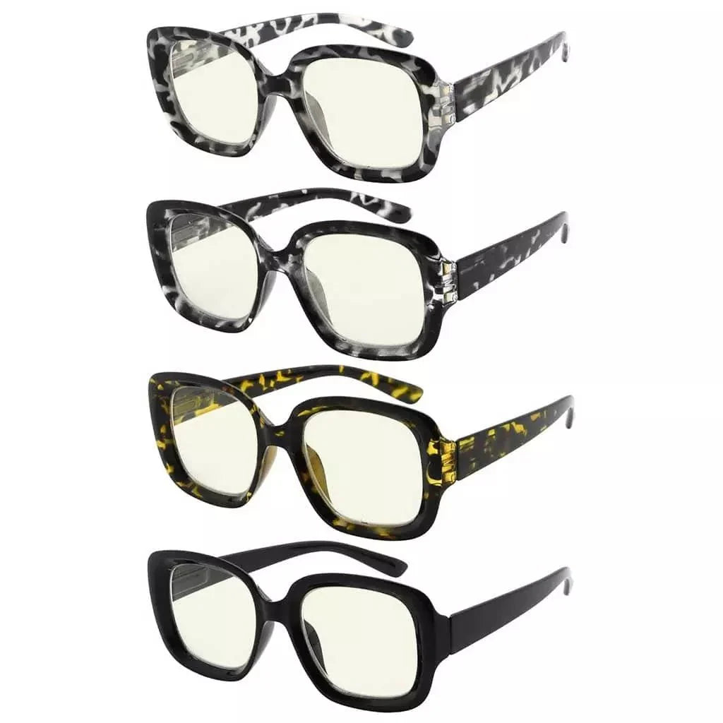 4 Pack Chic Thicker Frame Blue Light Filter Readers UVR2035
