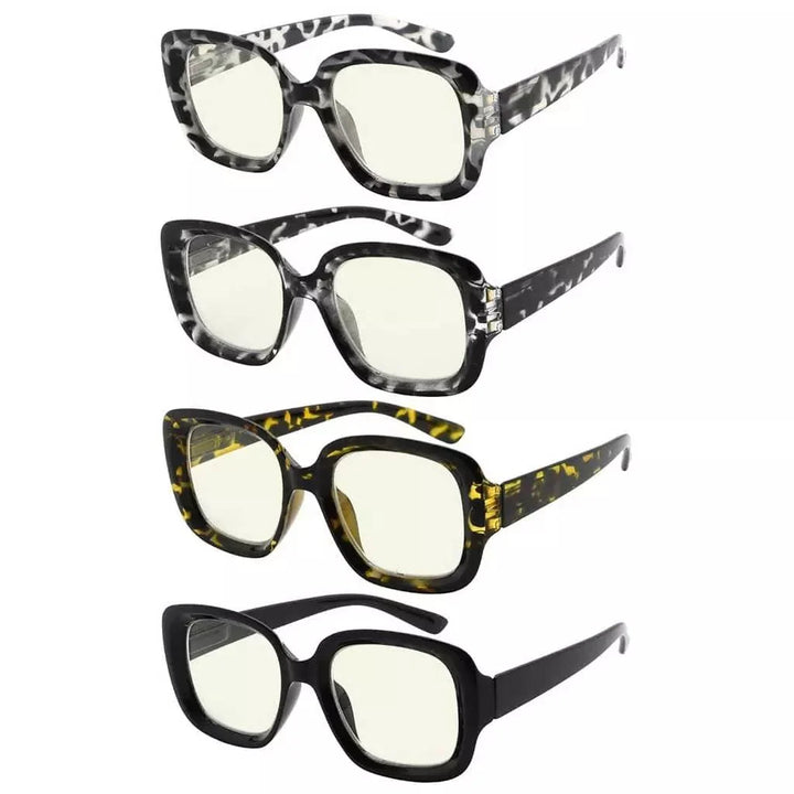 4 Pack Chic Thicker Frame Blue Light Filter Readers UVR2035