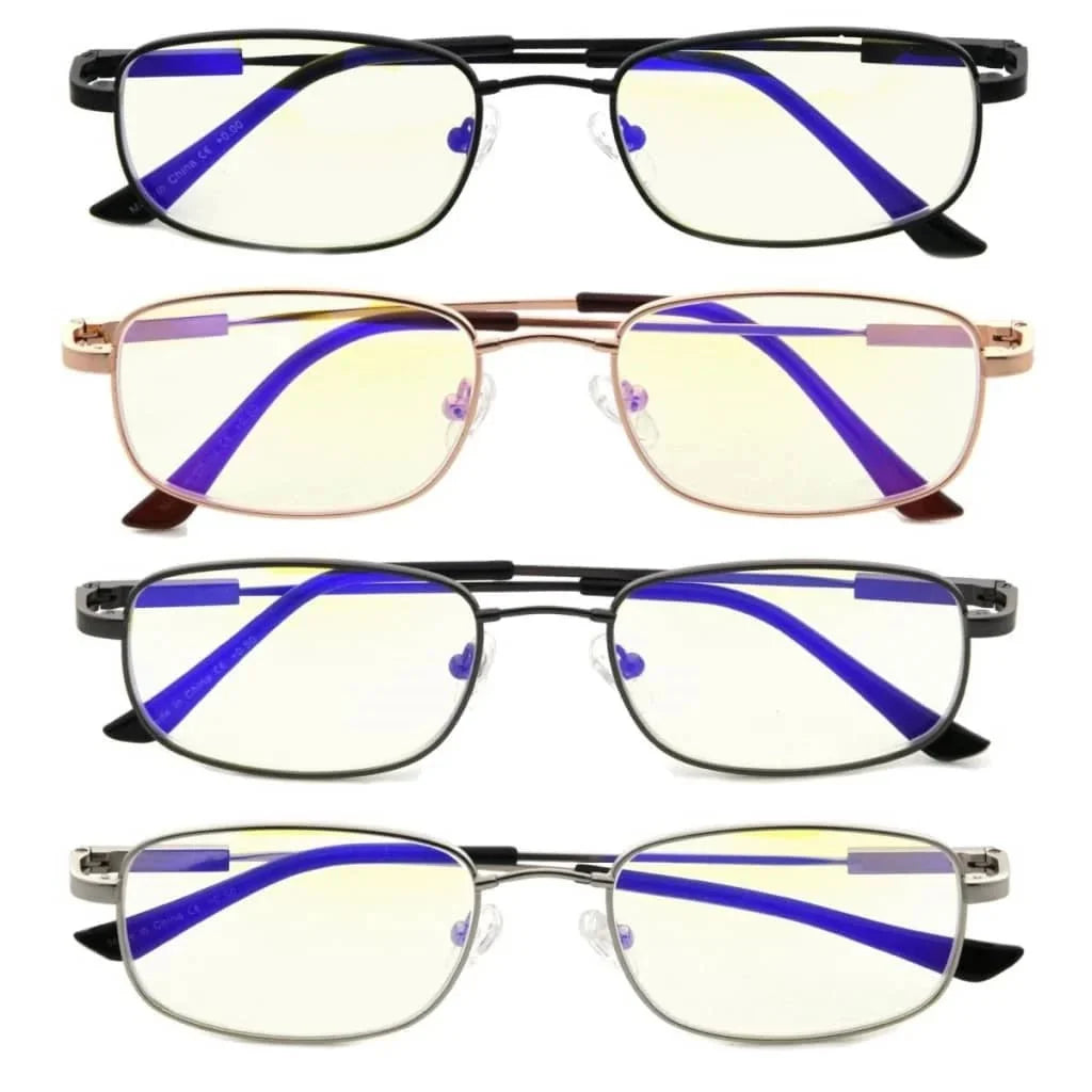 4 Pack Classic Rectangle Blue Light Filter Readers UVR1703
