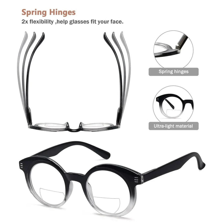 4 Pack Classic Round Bifocal Reading Glasses BR2032