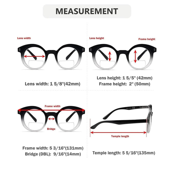 4 Pack Classic Round Bifocal Reading Glasses BR2032