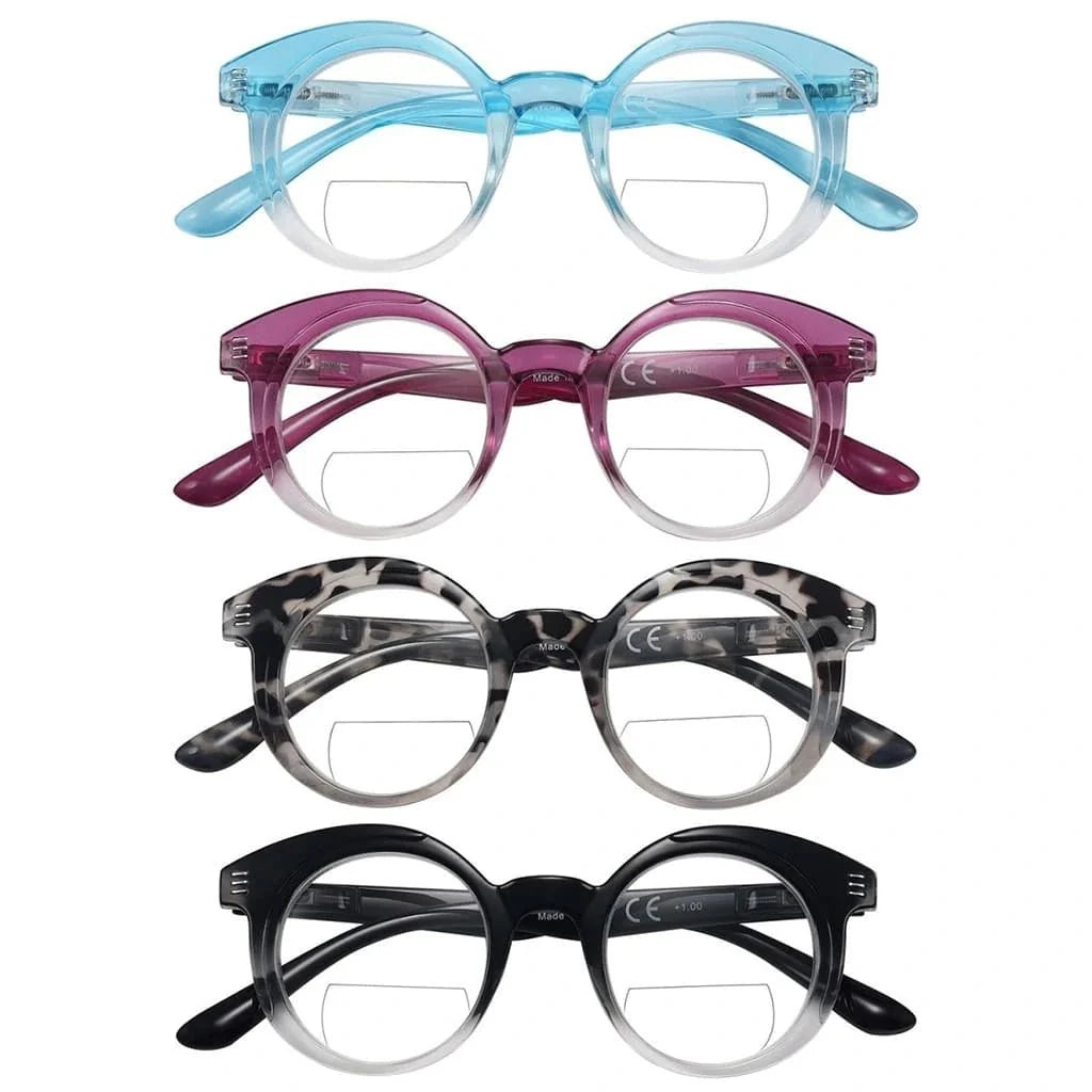 4 Pack Classic Round Bifocal Reading Glasses BR2032
