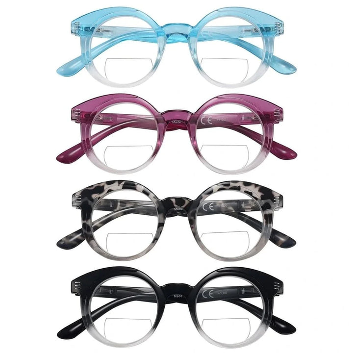 4 Pack Classic Round Bifocal Reading Glasses BR2032