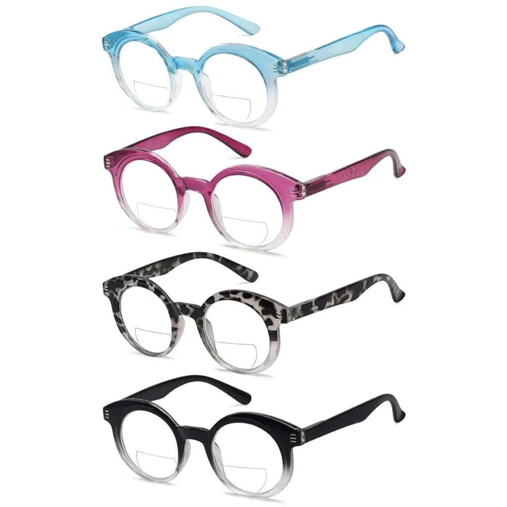 4 Pack Classic Round Bifocal Reading Glasses BR2032