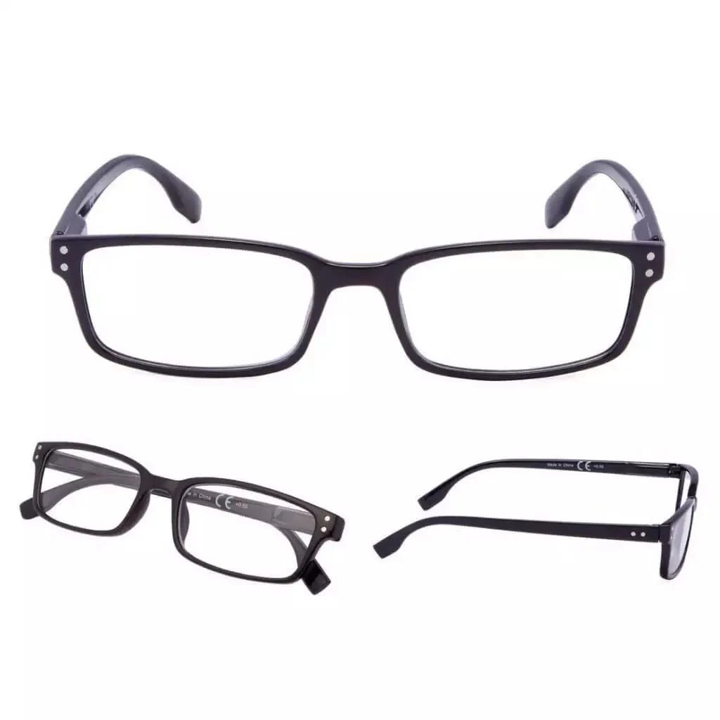 4 Pack Classical Rectangular Reading Glasses Comfort Readers R097-A