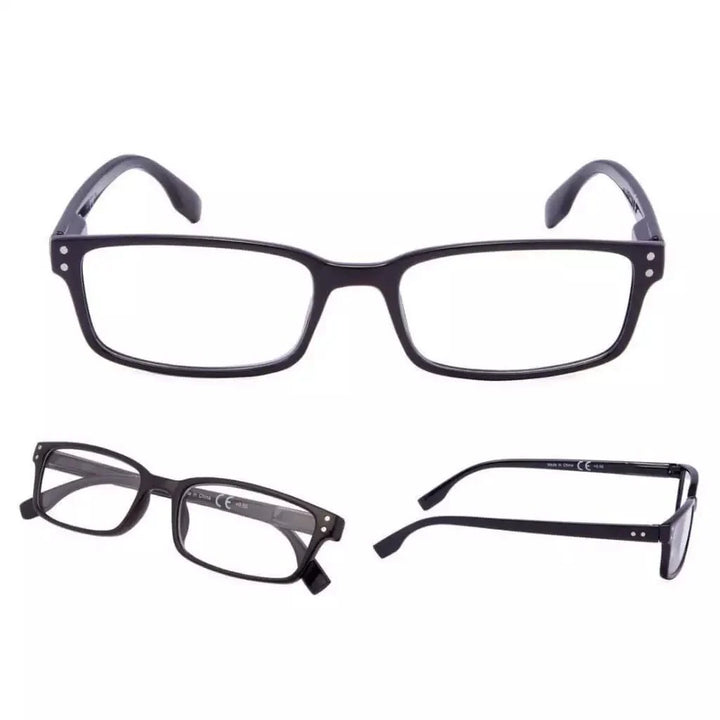 4 Pack Classical Rectangular Reading Glasses Comfort Readers R097-A