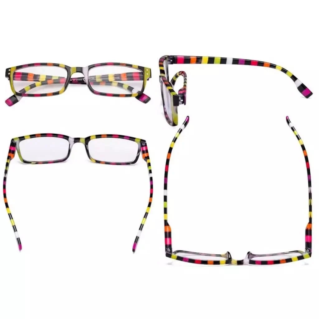 4 Pack Colorful Stripe Design Reading Glasses R097S
