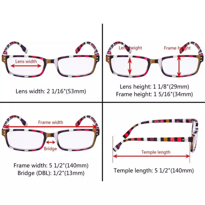 4 Pack Colorful Stripe Design Reading Glasses R097S