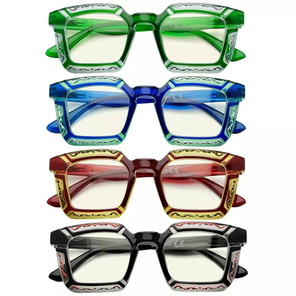 4 Pack Colourful Blue Light Filter Reading Glasses UV2106