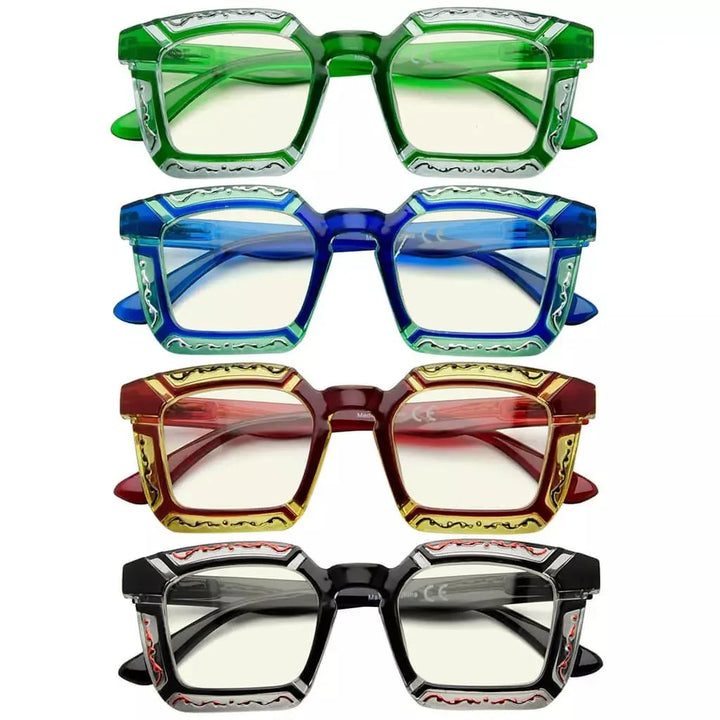 4 Pack Colourful Blue Light Filter Reading Glasses UV2106
