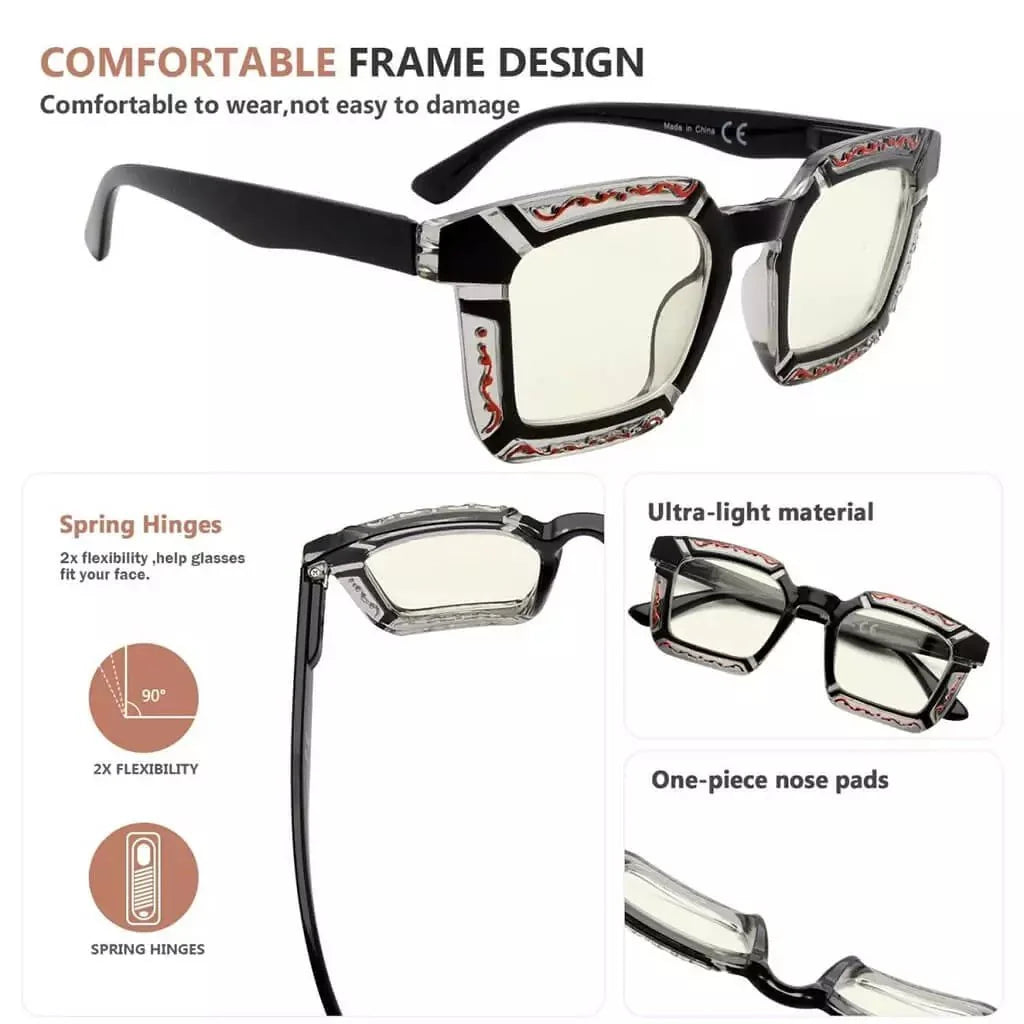 4 Pack Colourful Blue Light Filter Reading Glasses UV2106