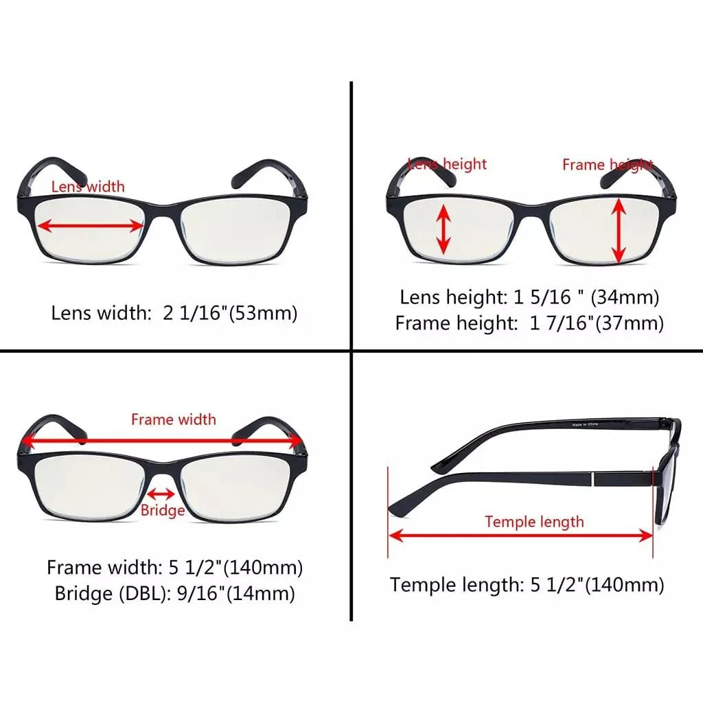 4 Pack Comfort Blue Light Filter Reading Glasses UVE19042