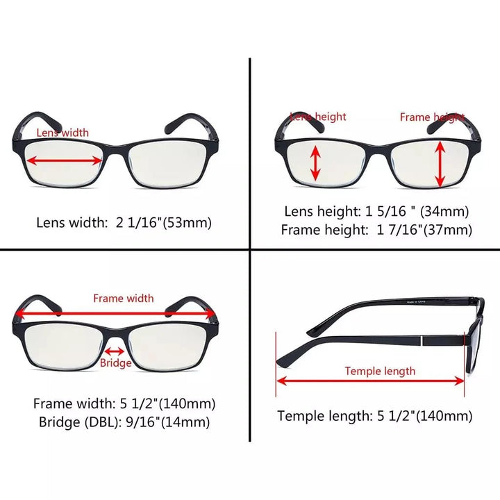 4 Pack Comfort Blue Light Filter Reading Glasses UVE19042