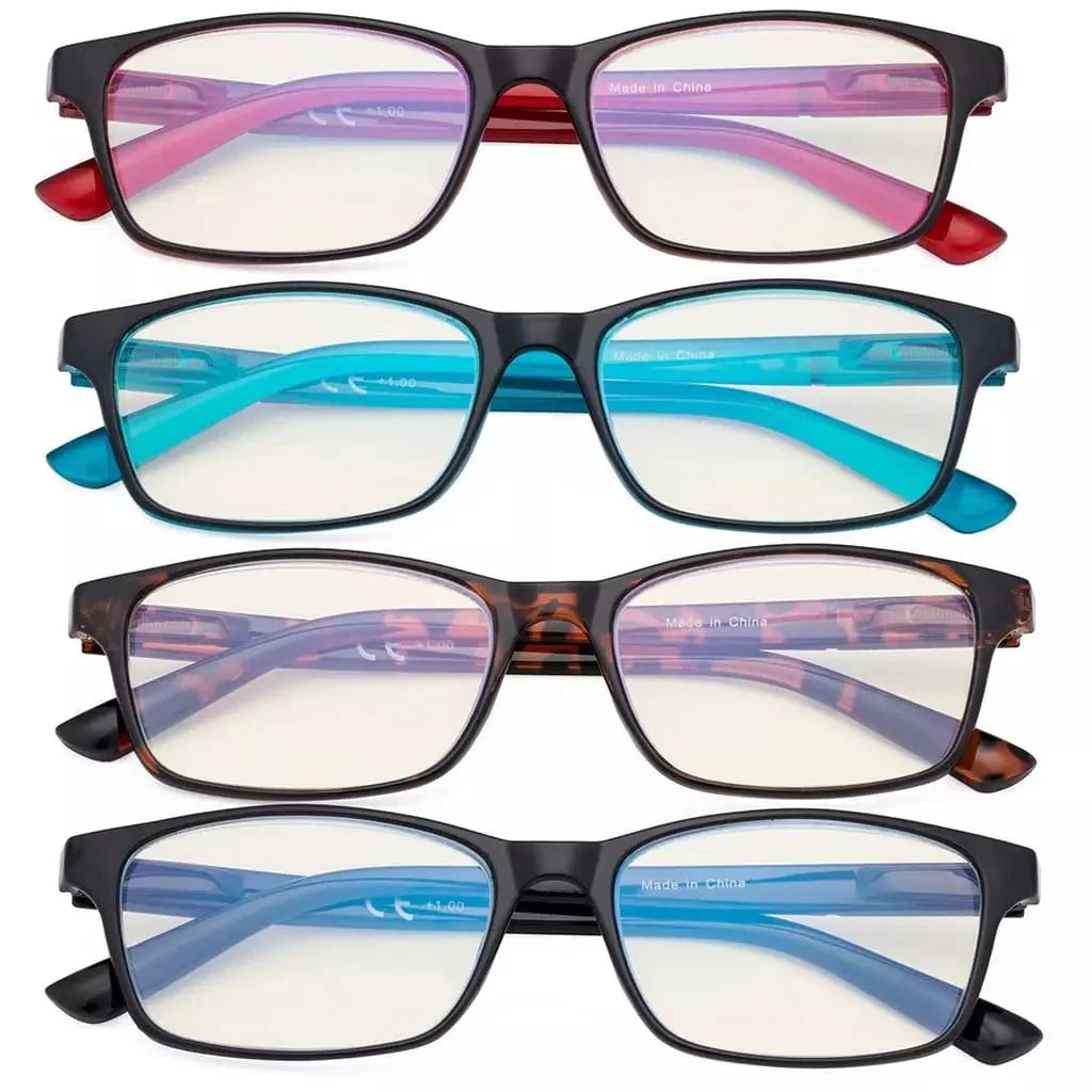 4 Pack Comfort Blue Light Filter Reading Glasses UVE19042