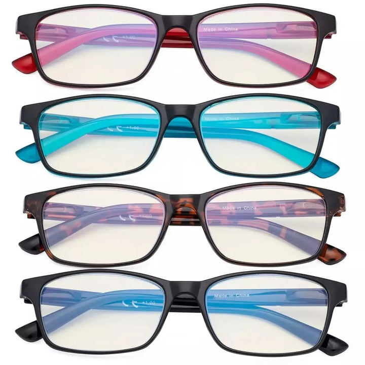 4 Pack Comfort Blue Light Filter Reading Glasses UVE19042
