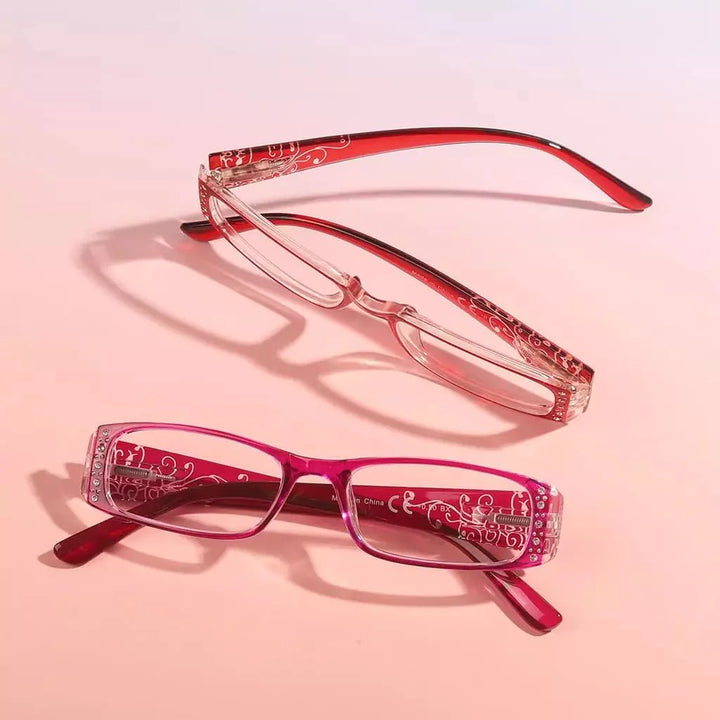 4 Pack Crystal Floral Pattern Reading Glasses R006F