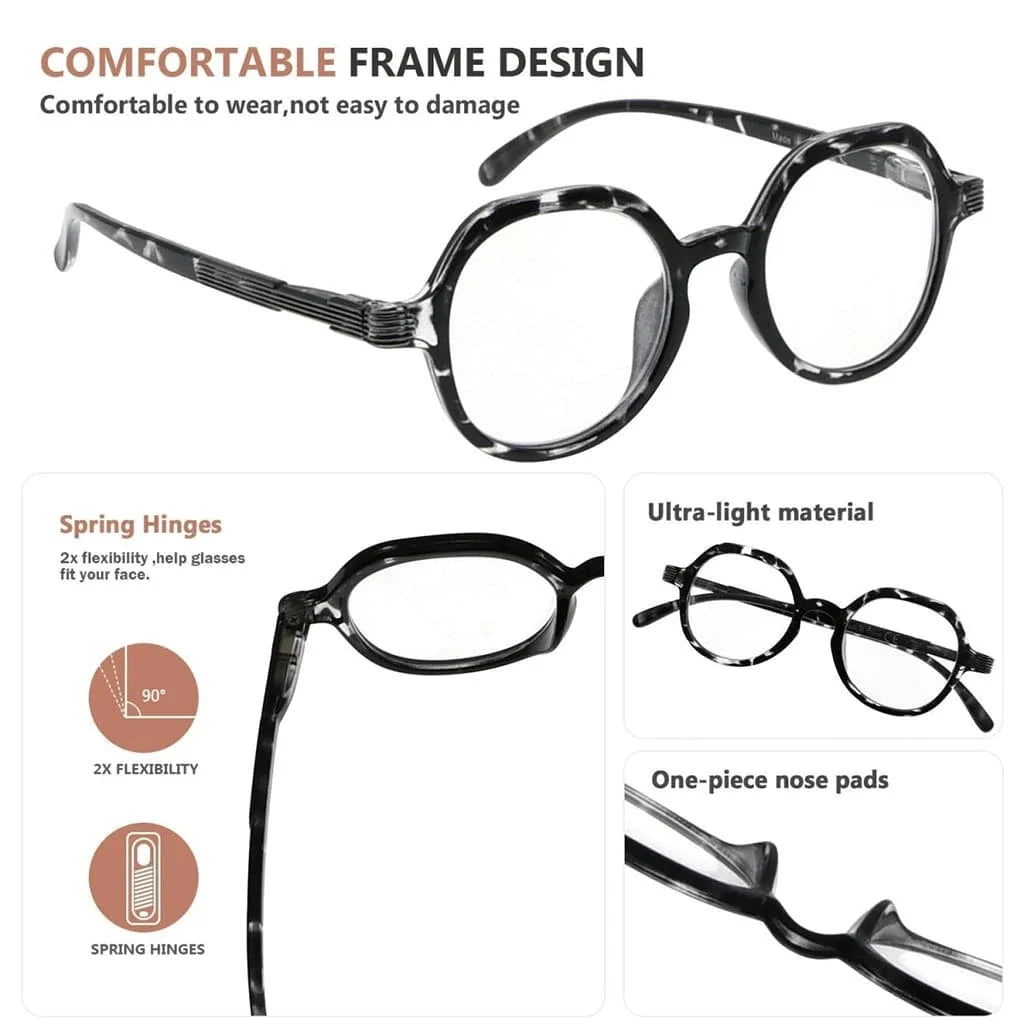 4 Pack Designer Retro Reading Glasses R2008