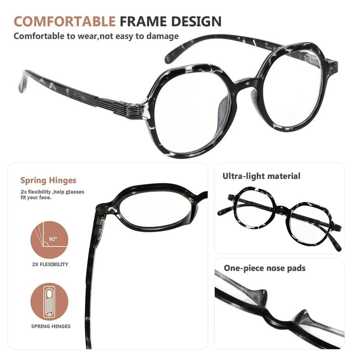 4 Pack Designer Retro Reading Glasses R2008