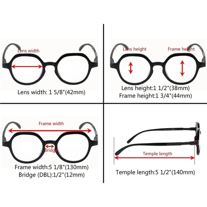 4 Pack Designer Retro Reading Glasses R2008