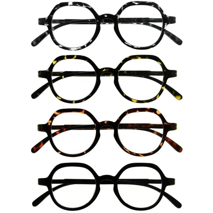 4 Pack Designer Retro Reading Glasses R2008