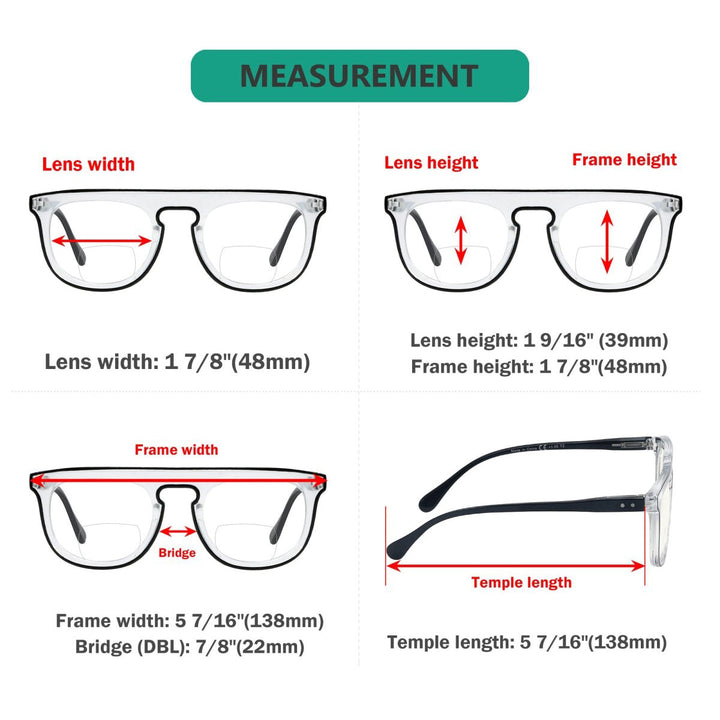 4 Pack Double Color Frame Bifocal Readers BR2122