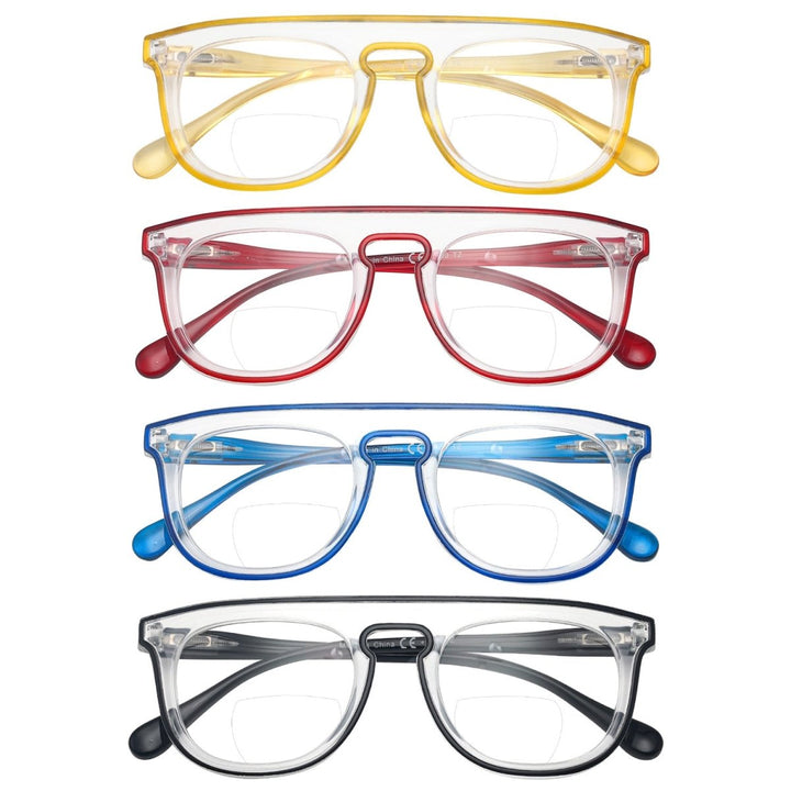 4 Pack Double Color Frame Bifocal Readers BR2122