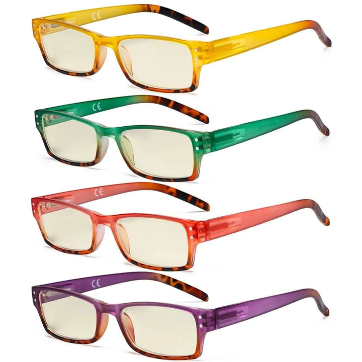4 Pack Fashion Blue Light Filter Reading Glasses UVR012D