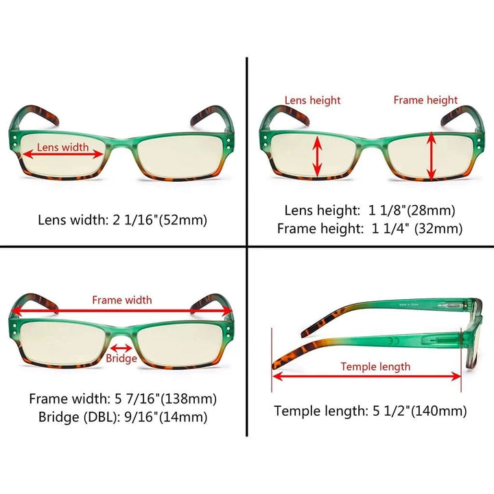 4 Pack Fashion Blue Light Filter Reading Glasses UVR012D