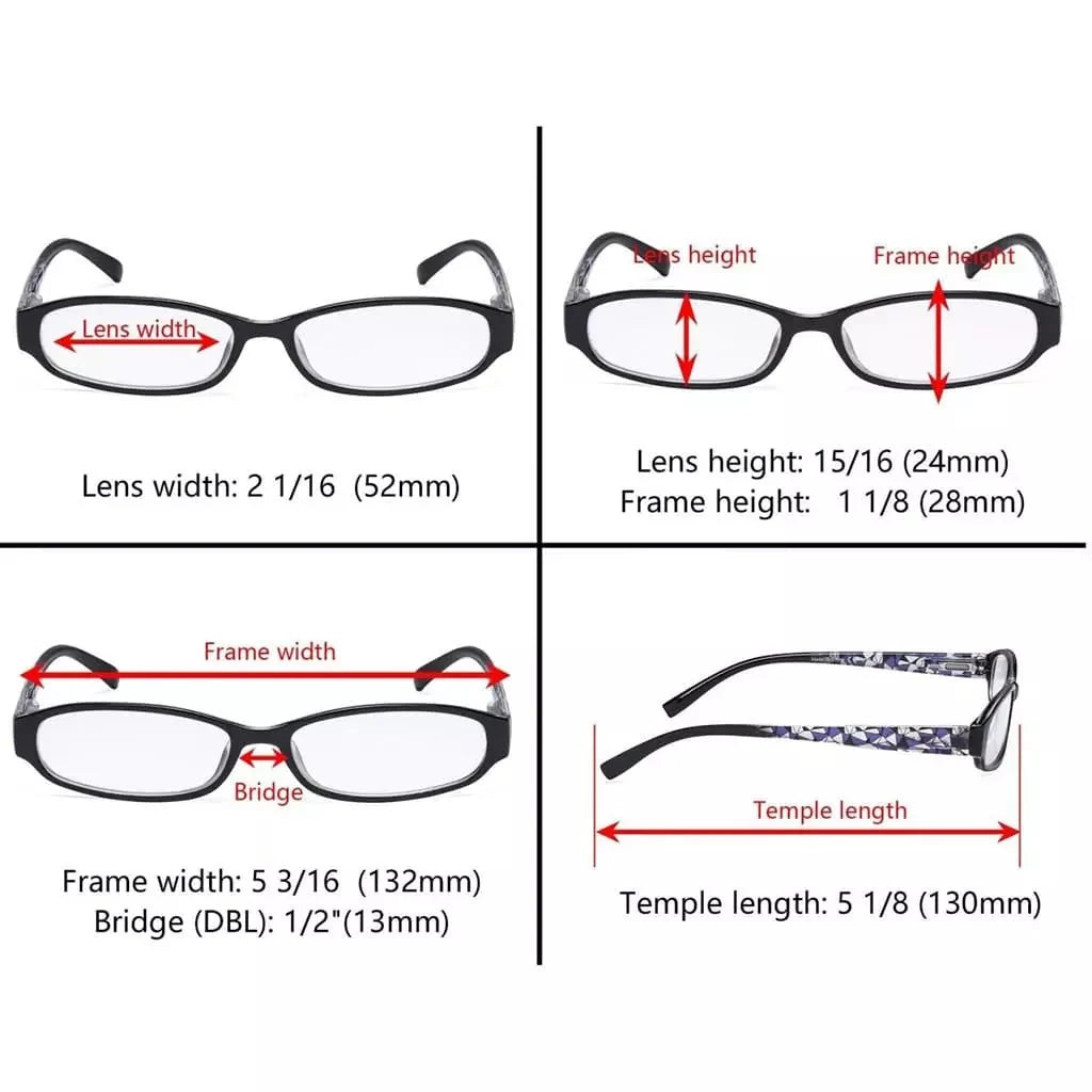 4 Pack Fashion Print Pattern Reading Glasses Small Readers R9104T