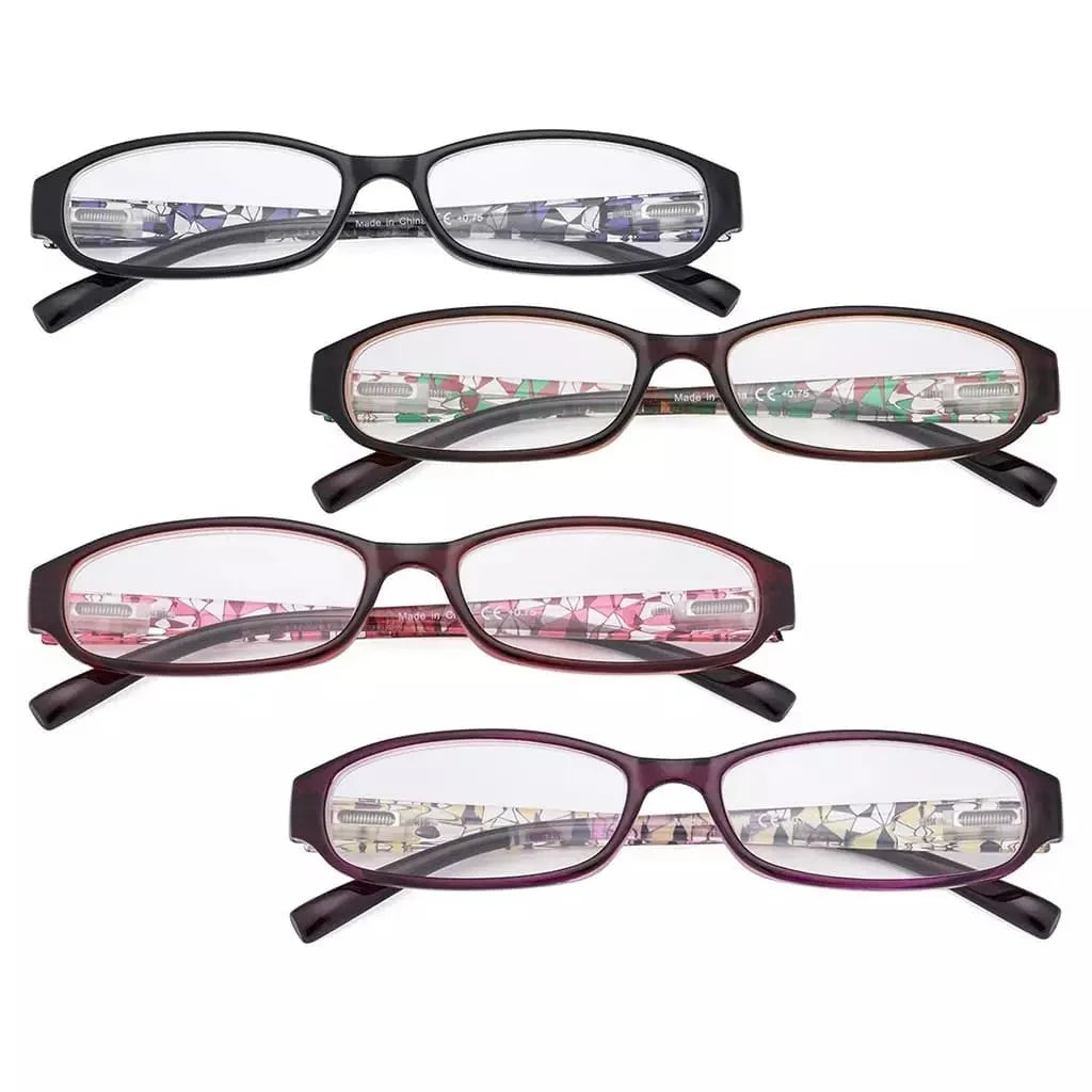 4 Pack Fashion Print Pattern Reading Glasses Small Readers R9104T