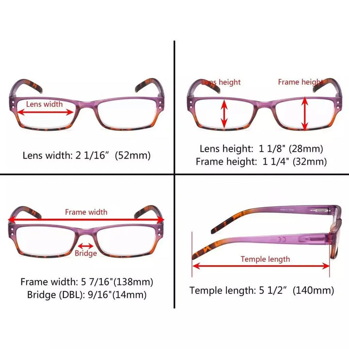 4 Pack Fashion Reading Glasses R012D