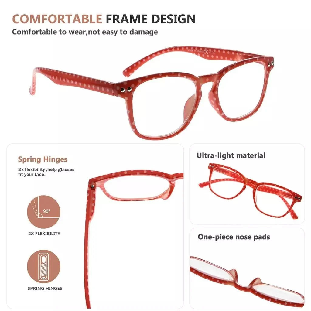 4 Pack Fashion Vintage Polka Dots Reading Glasses R079P
