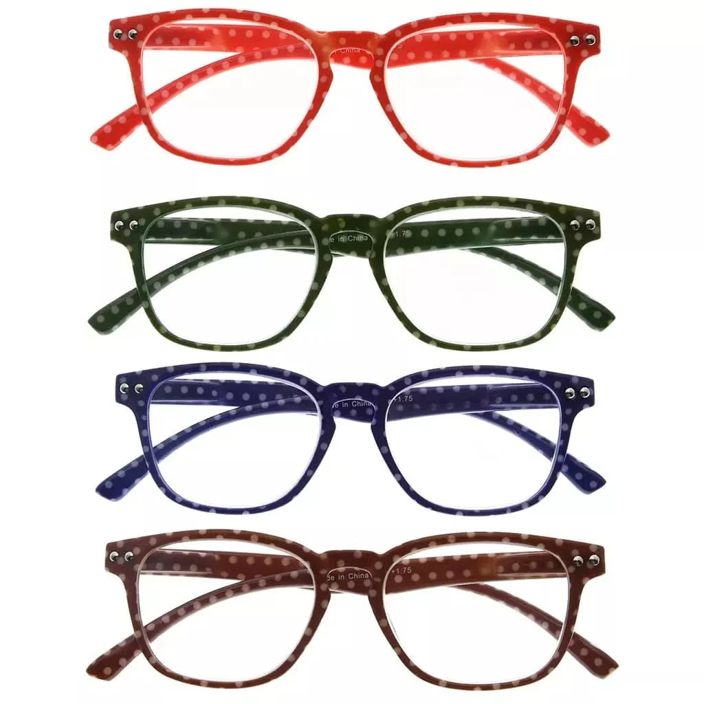 4 Pack Fashion Vintage Polka Dots Reading Glasses R079P