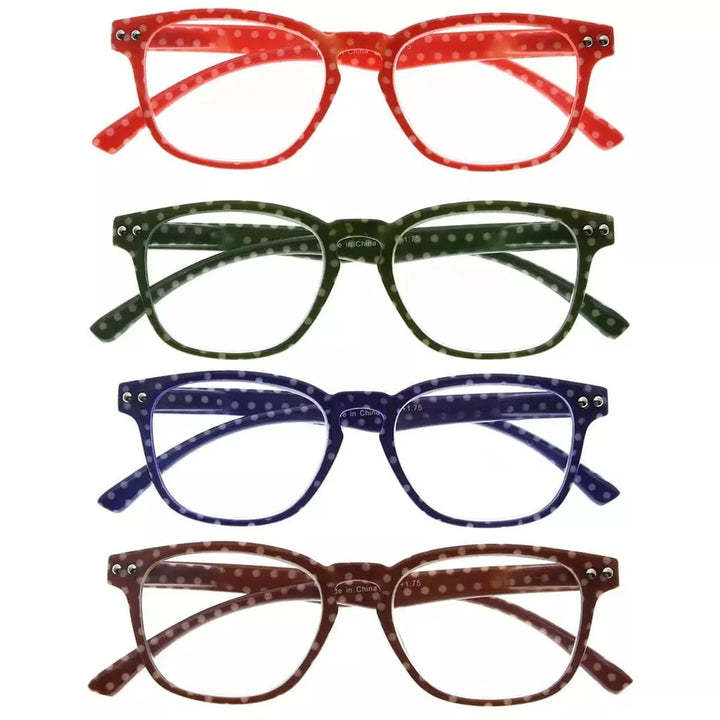 4 Pack Fashion Vintage Polka Dots Reading Glasses R079P