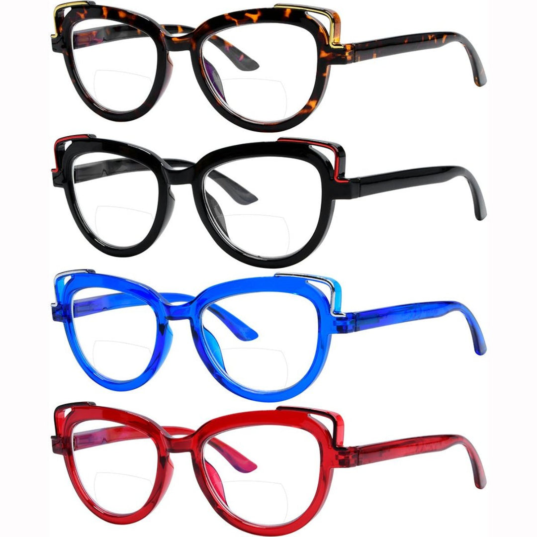 4 Pack Fashionable Cat-eye Bifocal Reading Glasses BR2113
