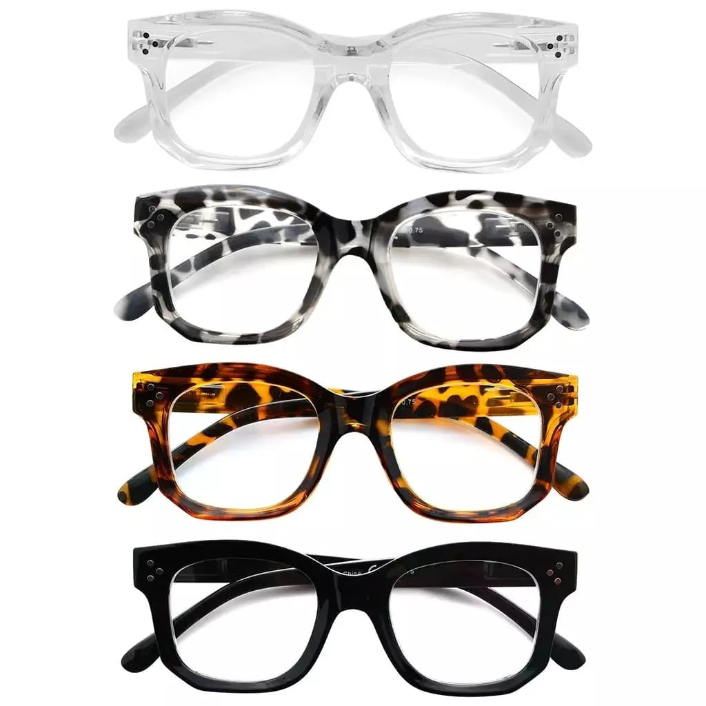 4 Pack Fashionable Reading Glasses Thicker Frame R2002