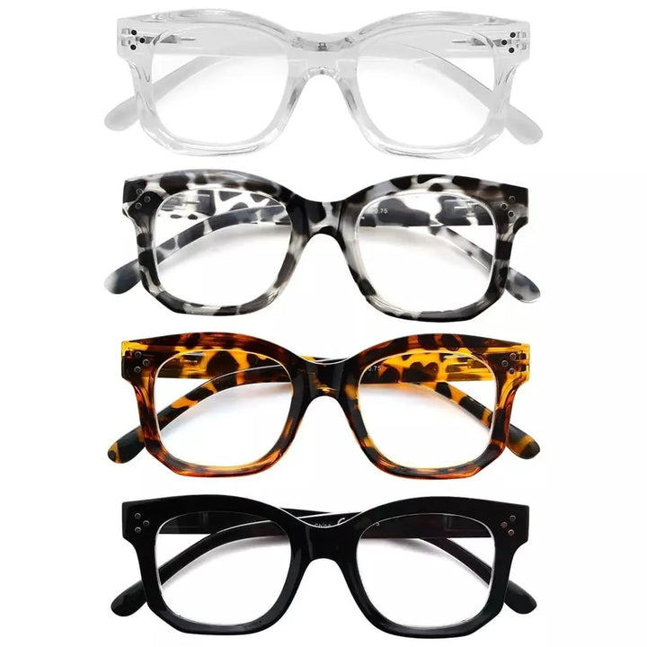4 Pack Fashionable Reading Glasses Thicker Frame R2002