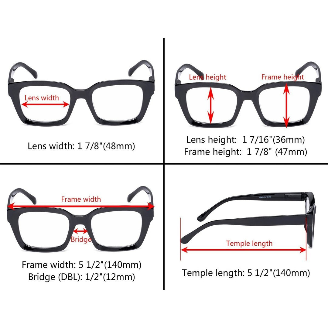 4 Pack Fashionable Reading Glasses Thicker Frame Readers R9106