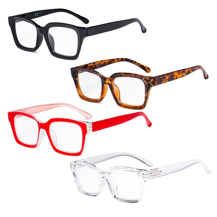 4 Pack Fashionable Reading Glasses Thicker Frame Readers R9106