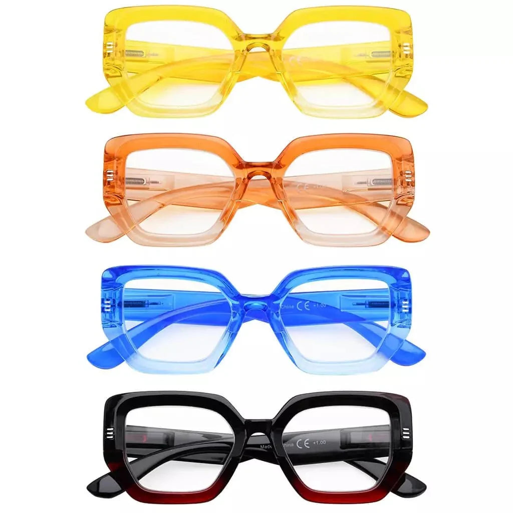 4 Pack Fashionable Reading Glasses Trendy Readers R2026