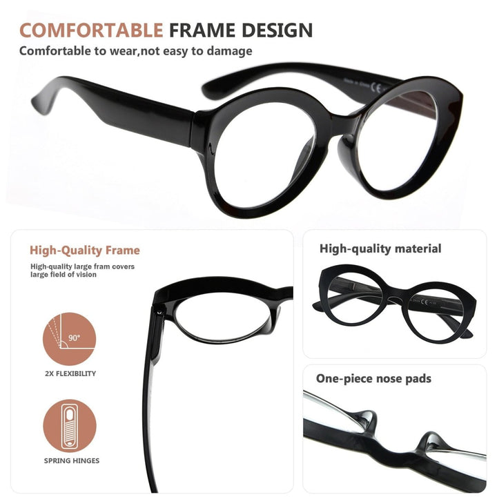 4 Pack Fashionable Round Reading Glasses R2004