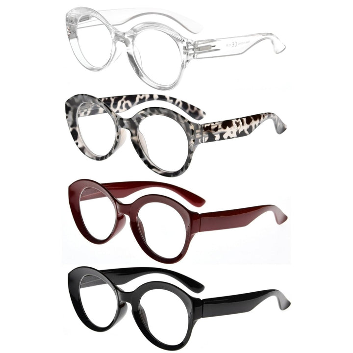 4 Pack Fashionable Round Reading Glasses R2004