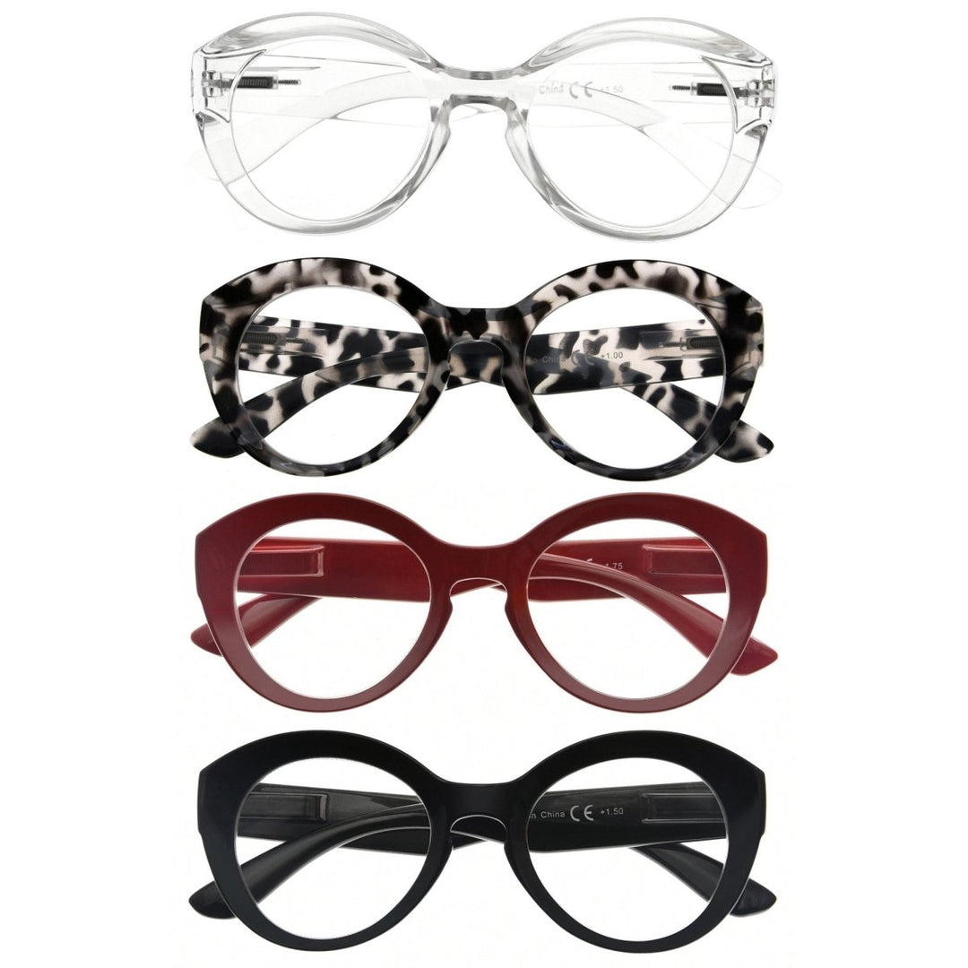 4 Pack Fashionable Round Reading Glasses R2004