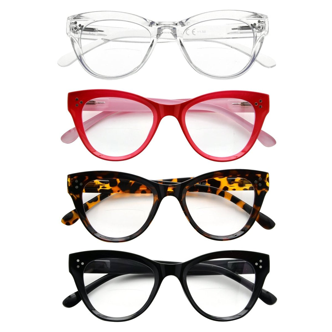 4 Pack Fashionable Thicker Frame Bifocal Reading Glasses BR9108
