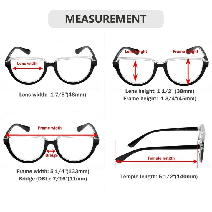 4 Pack Half Circle Reading Glasses R2006