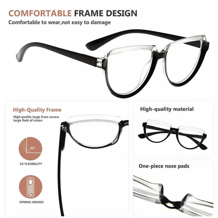 4 Pack Half Moon Reading Glasses Readers R2006