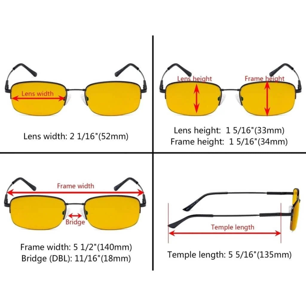 4 Pack Half-rim Blue Light Blocking Reading Glasses HP1704