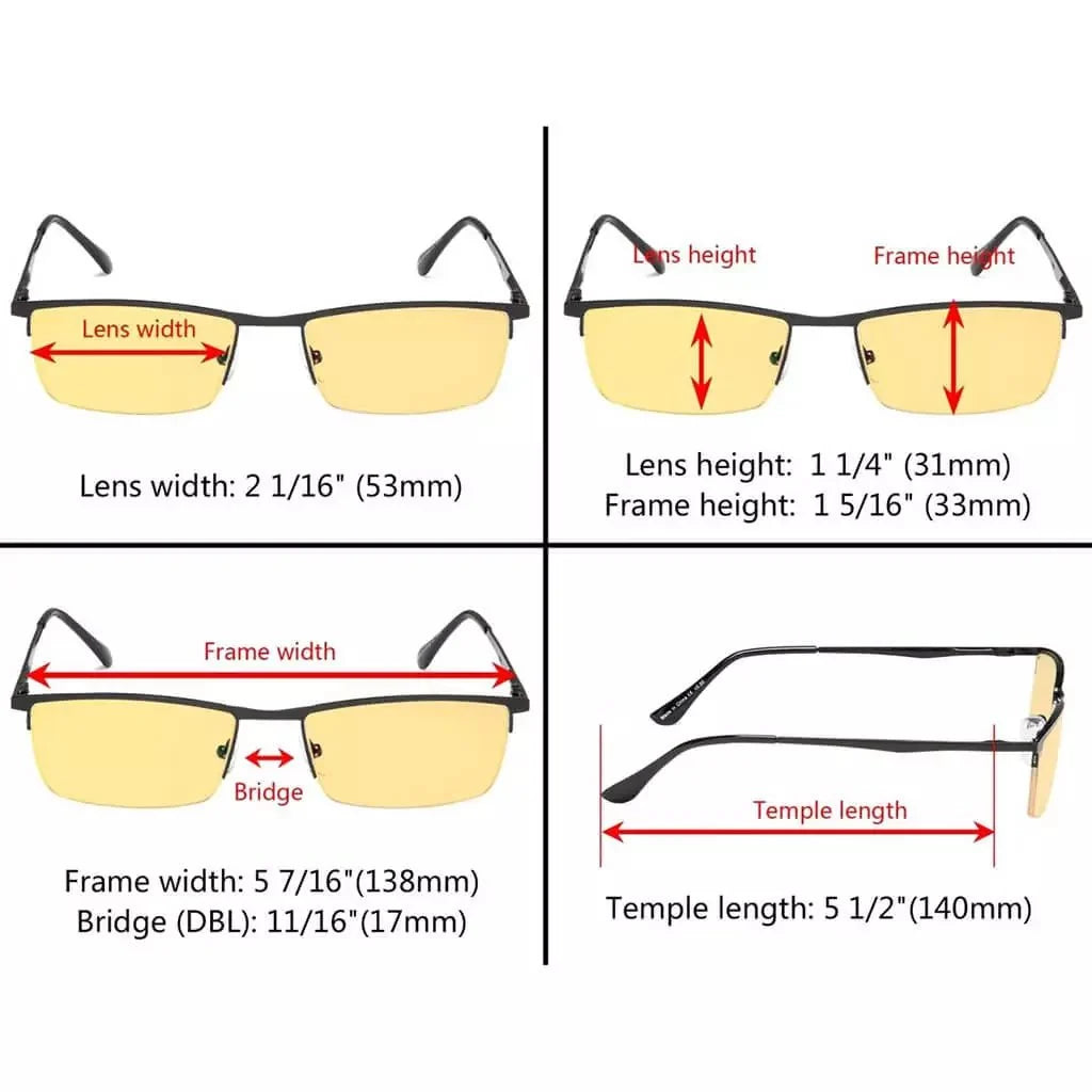 4 Pack Half-rim Blue Light Blocking Reading Glasses HPCG1614