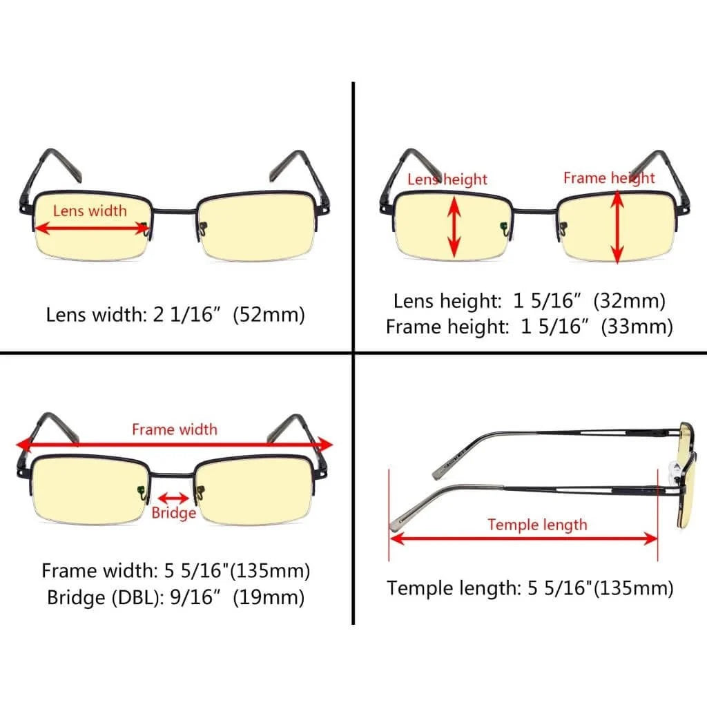 4 Pack Half-rim Blue Light Blocking Reading Glasses TMCG15014